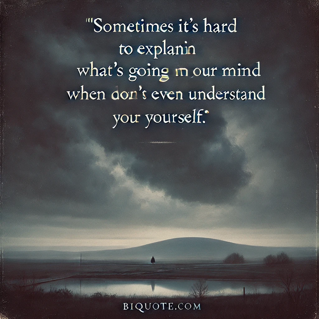 Sometimes it's hard to explain what's going on in your mind when you don't even understand yourself.