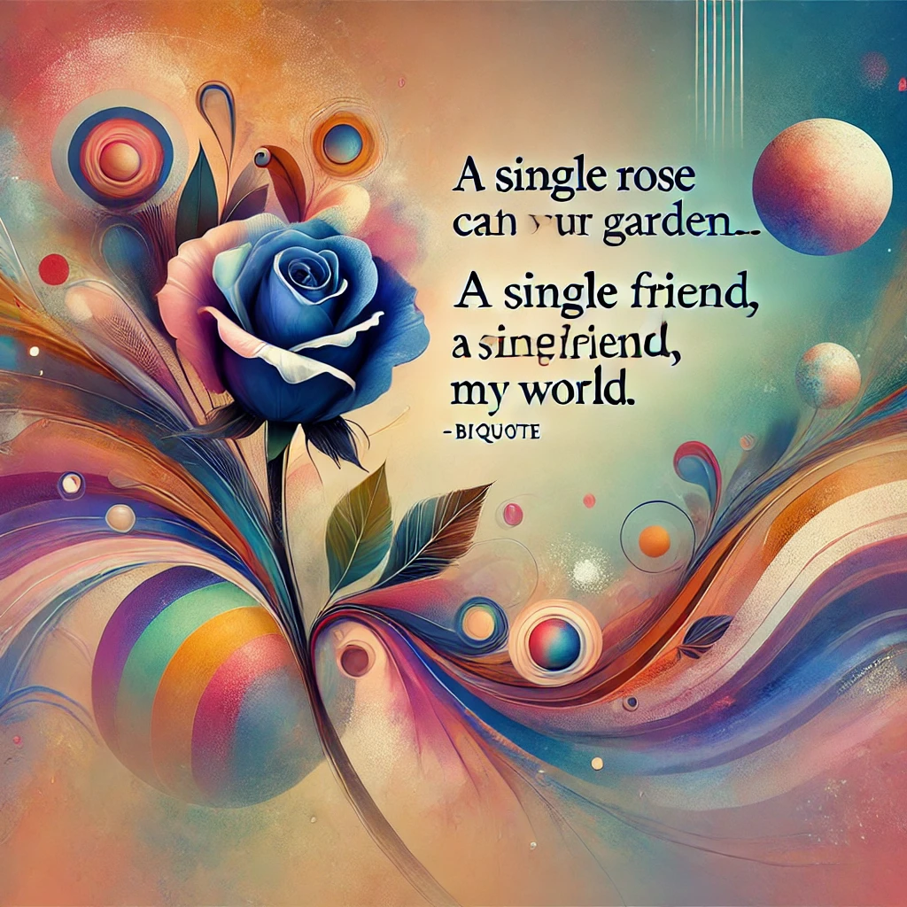 Abstract designs with the quote 'A single rose can be my garden... a single friend, my world.'