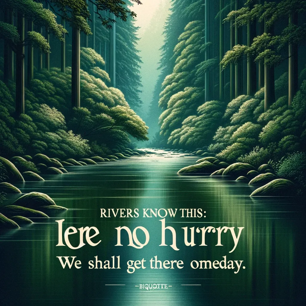 Rivers know this: there is no hurry. We shall get there someday
