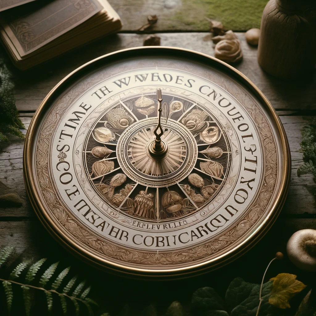 Decorative vintage clock with an inspirational quote about time