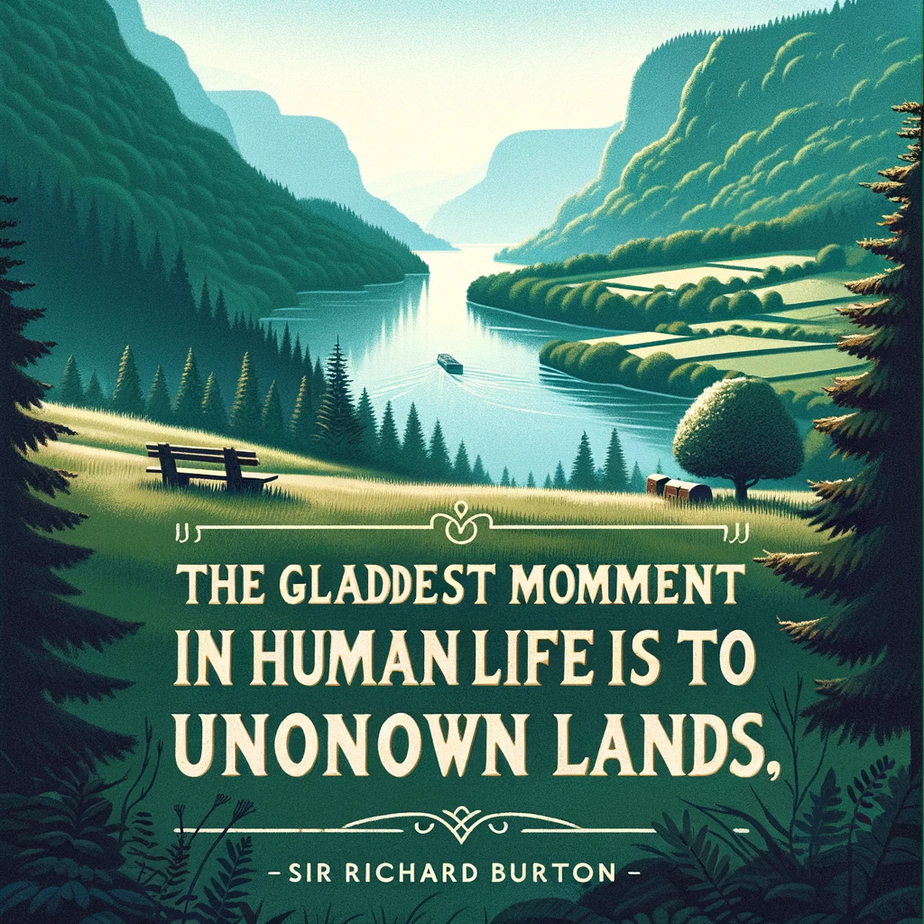 The gladdest moment in human life is a departure into unknown lands. - Sir Richard Burton